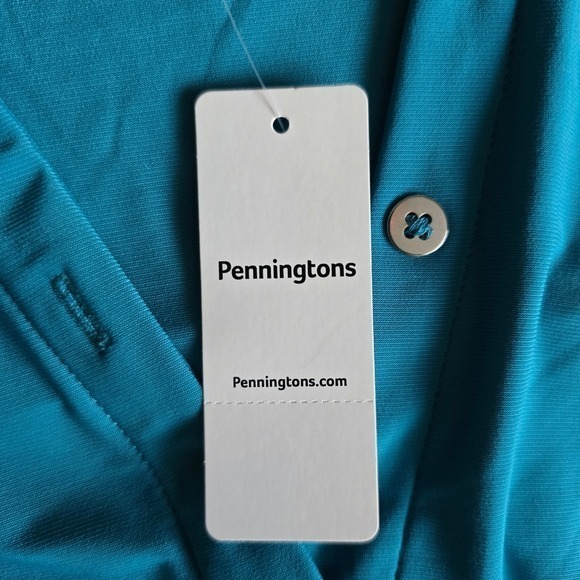 NWT Penningtons Women's Teal Blue Sleeveless Button Front Shirtdress 2X - Picture 5 of 15